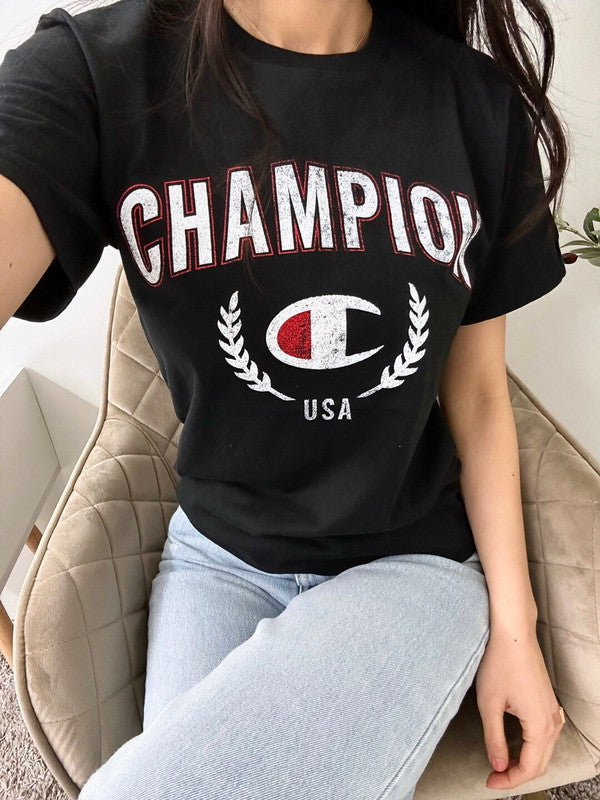 Champion Men s Classic Graphic T-shirt Black GT23H 5864LA 003 Sale