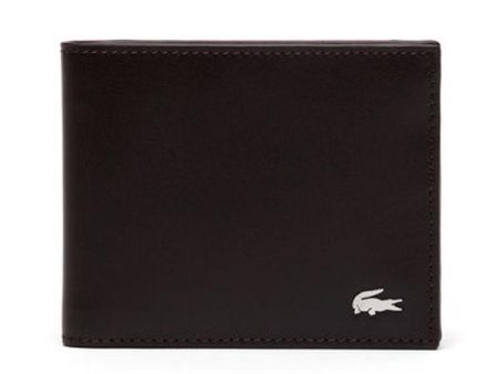 Lacoste Small Leather Billfold Wallet Black NH1115FG Discount