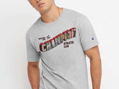 Champion Men s Classic Graphic T-shirt Champion Greetings Oxford Gray GT23H 5860DA 806 Discount