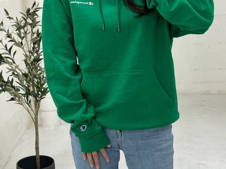 Champion Men s Powerblend Fleece Hoodie Script Logo Green Vine GF89H Y08160 VZU Hot on Sale