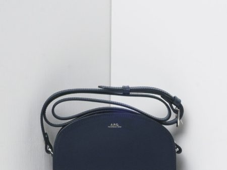 A.P.C. Women s Sac Demi Lune Mini Crossbody Bag Iak Dark Navy F61392-PXAWV For Cheap