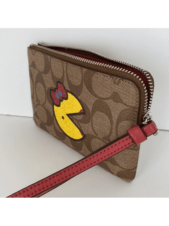 Coach Women s Ms. Pac-Man Corner Zip Wristlet in Signature Canvas Sv Khaki Multi F75594 Online Hot Sale