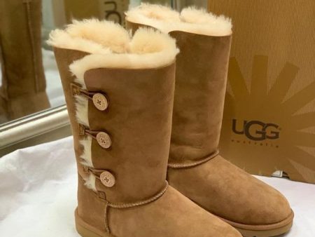 Ugg Kid s Bailey Button Triplet Boots Chestnut 1962Y K For Discount