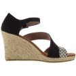 TOMS Womens Rope Clarissa Wedge Shoe in Black White Fashion