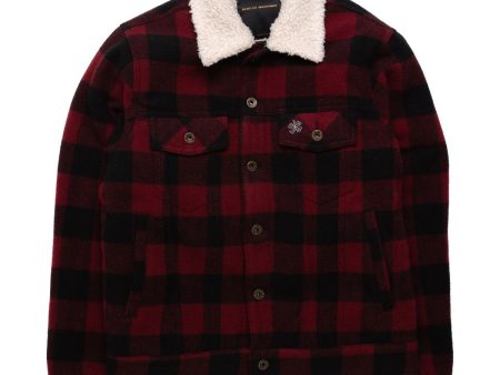 Deus ex machina Men s Mikey Plaid Trucker Jacket Red Plaid DMW2061220 For Sale