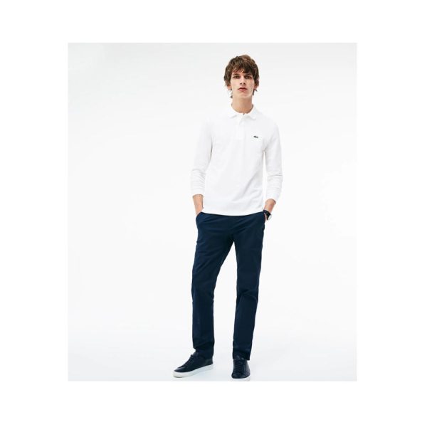 Lacoste Men s Long Sleeve Classic Pique Polo White L1312 001 For Cheap