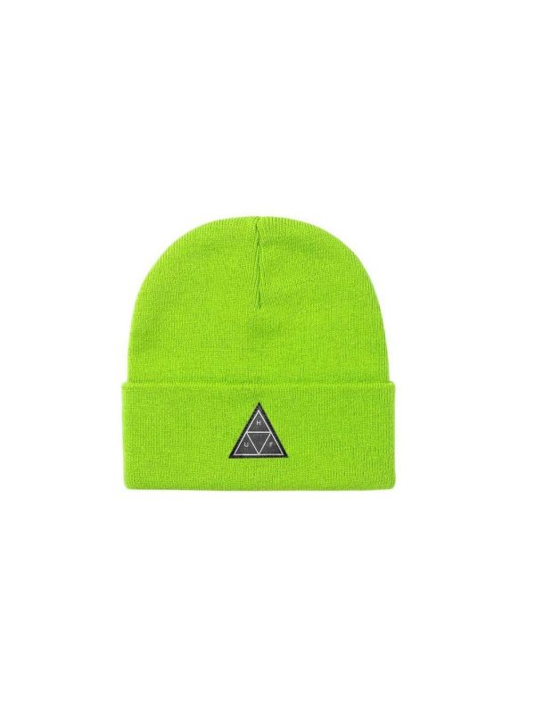 Huf Essentials Triple Triangle Cuff Beanie Bio Lime BN00089 Online now