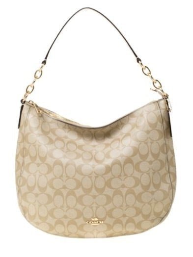 Coach Signature Canvas and Leather Elle Hobo Bag Beige F39527 Online Sale