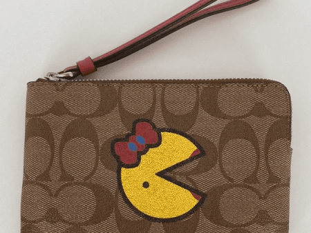 Coach Women s Ms. Pac-Man Corner Zip Wristlet in Signature Canvas Sv Khaki Multi F75594 Online Hot Sale