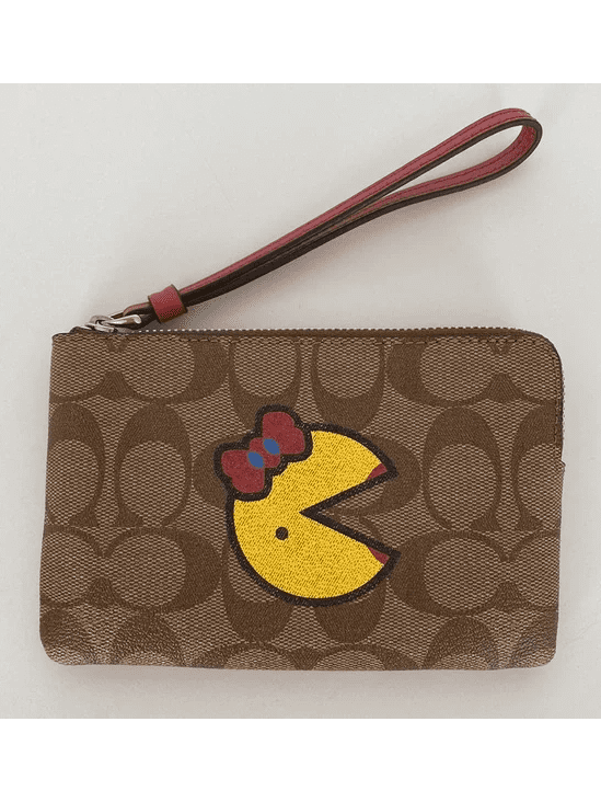 Coach Women s Ms. Pac-Man Corner Zip Wristlet in Signature Canvas Sv Khaki Multi F75594 Online Hot Sale