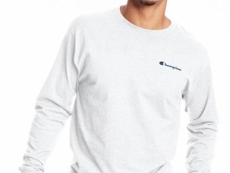 Champion Men s Classic Jersey Long-Sleeve Tee, Script Logo White GT78H Y08160 045 Online Sale