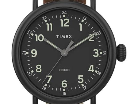 Timex Standard 40mm Leather Strap Watch Black Brown Black TW2T69300VQ Online