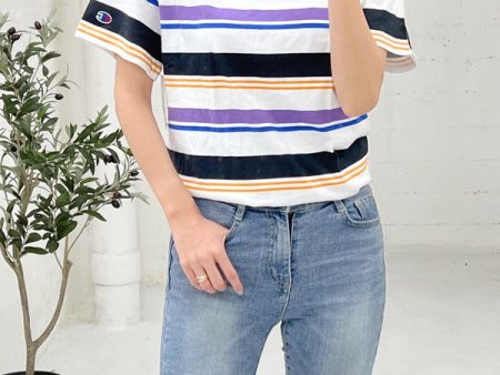 Champion Mens Classic AOP T-Shirt Light Fresh Stripe T8754P 407D55 AP7J Hot on Sale